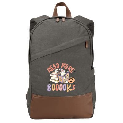 Cute Booooks Ghost Read More Books Funny Teacher Halloween Cotton Canvas Backpack