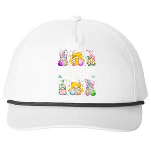 Cute Bunny Gnome Pun For Chicken Mom Funny Easter Chicken Funny Gift Snapback Five-Panel Rope Hat