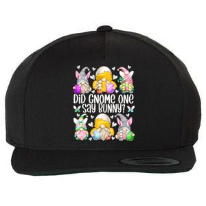 Cute Bunny Gnome Pun For Chicken Mom Funny Easter Chicken Funny Gift Wool Snapback Cap