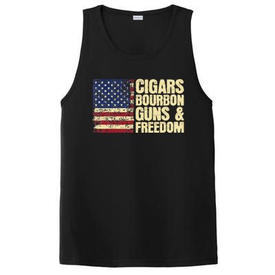 Cigars Bourbon Guns And Freedom American Flag PosiCharge Competitor Tank