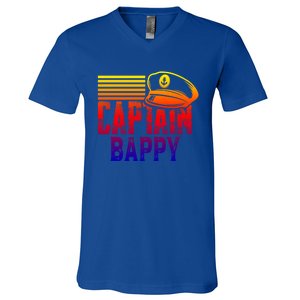 Captain Bappy Gift Sailing Captain Hat Boat Owner Boating Funny Gift V-Neck T-Shirt