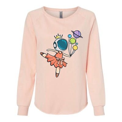 Cute Ballerina Girl Space Astronaut Womens California Wash Sweatshirt