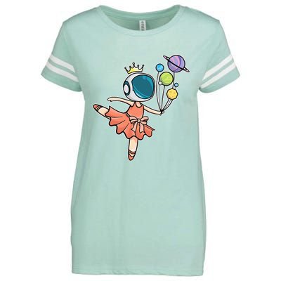 Cute Ballerina Girl Space Astronaut Enza Ladies Jersey Football T-Shirt