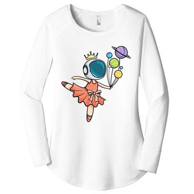 Cute Ballerina Girl Space Astronaut Women's Perfect Tri Tunic Long Sleeve Shirt