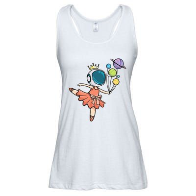 Cute Ballerina Girl Space Astronaut Ladies Essential Flowy Tank