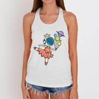 Cute Ballerina Girl Space Astronaut Women's Knotted Racerback Tank