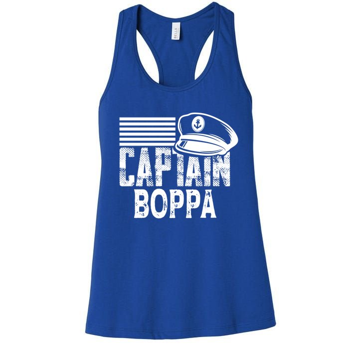 Captain Boppa Gift Sailing Captain Hat Boat Owner Boating Meaningful Gift Women's Racerback Tank