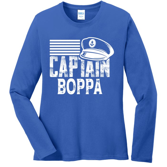 Captain Boppa Gift Sailing Captain Hat Boat Owner Boating Meaningful Gift Ladies Long Sleeve Shirt