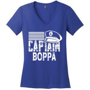 Captain Boppa Gift Sailing Captain Hat Boat Owner Boating Meaningful Gift Women's V-Neck T-Shirt