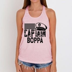 Captain Boppa Gift Sailing Captain Hat Boat Owner Boating Meaningful Gift Women's Knotted Racerback Tank