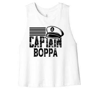 Captain Boppa Gift Sailing Captain Hat Boat Owner Boating Meaningful Gift Women's Racerback Cropped Tank