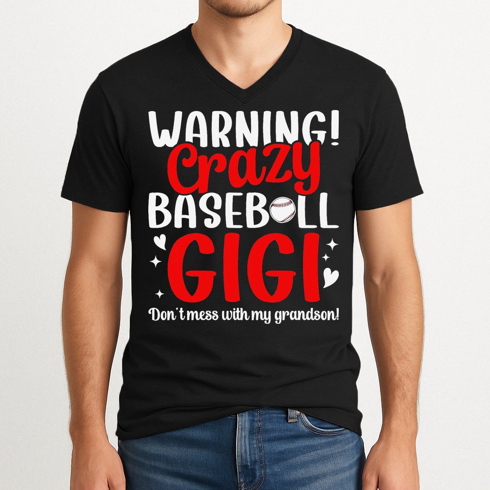Crazy Baseball Gigi Grandma Gigi Of A Baseball Player Gigi V-Neck T-Shirt