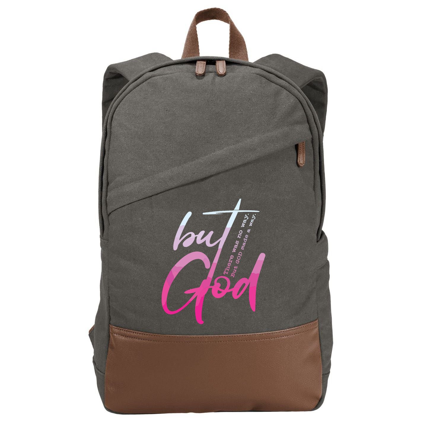 Christian But God Inspirational Gift John Cotton Canvas Backpack