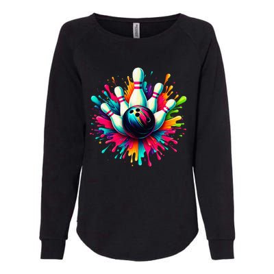 Colorful Bowling Game Day Bowling Cute Colorsplash Ball Womens California Wash Sweatshirt