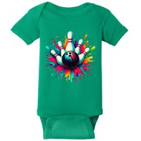 Colorful Bowling Game Day Bowling Cute Colorsplash Ball Baby Bodysuit