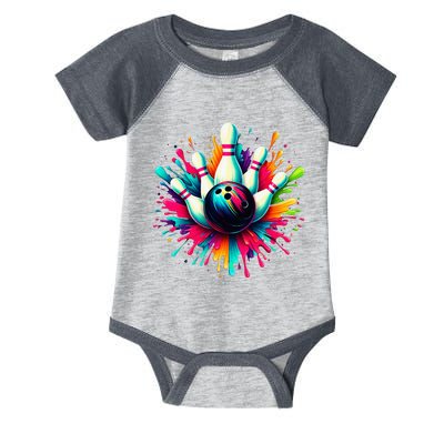 Colorful Bowling Game Day Bowling Cute Colorsplash Ball Infant Baby Jersey Bodysuit