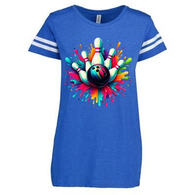 Colorful Bowling Game Day Bowling Cute Colorsplash Ball Enza Ladies Jersey Football T-Shirt