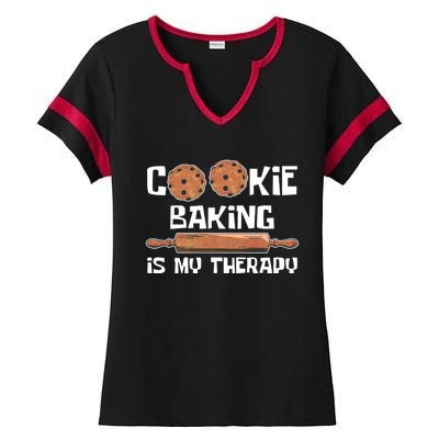 Cookie Baking Great Gift Cookie Baking Is My Therapy Gift Ladies Halftime Notch Neck Tee