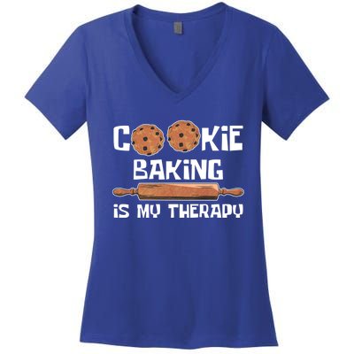 Cookie Baking Great Gift Cookie Baking Is My Therapy Gift Women's V-Neck T-Shirt