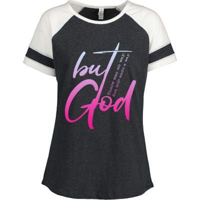 Christian But God Inspirational Gift John 316 Enza Ladies Jersey Colorblock Tee