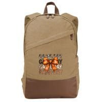 Coquette Bow Game Day American Football Autumn Thanksgiving Cotton Canvas Backpack