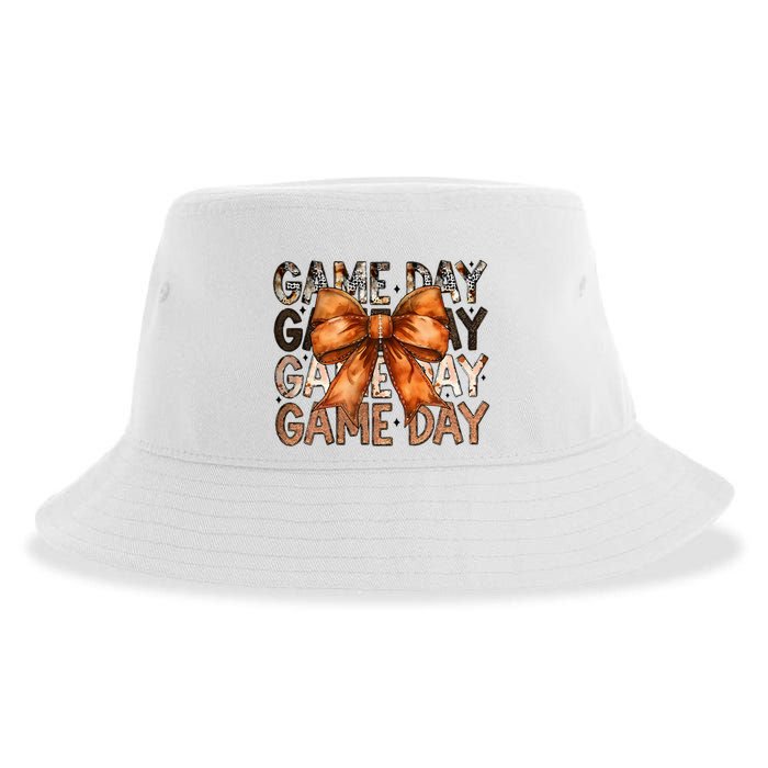 Coquette Bow Game Day American Football Autumn Thanksgiving Sustainable Bucket Hat