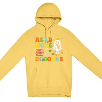 Cute Booooks Ghost Read More Books Funny Teacher Halloween Premium Pullover Hoodie