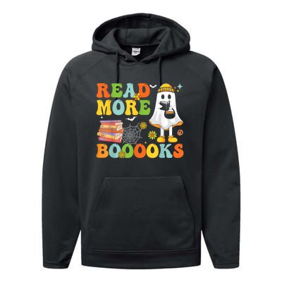 Cute Booooks Ghost Read More Books Funny Teacher Halloween Performance Fleece Hoodie