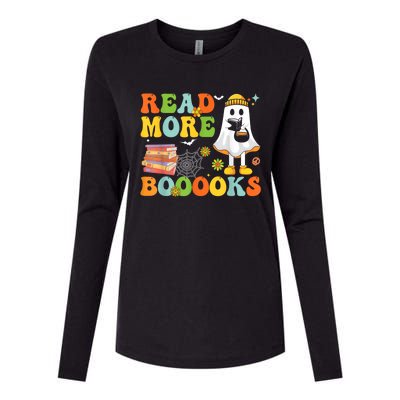 Cute Booooks Ghost Read More Books Funny Teacher Halloween Womens Cotton Relaxed Long Sleeve T-Shirt