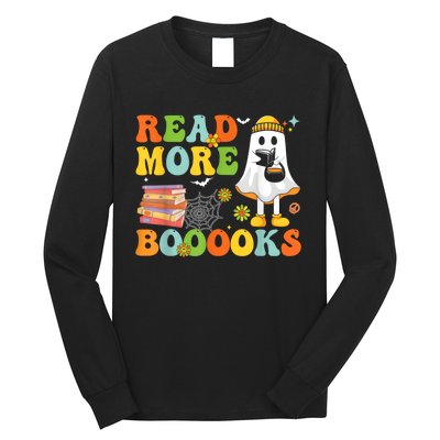 Cute Booooks Ghost Read More Books Funny Teacher Halloween Long Sleeve Shirt