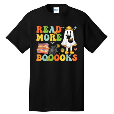 Cute Booooks Ghost Read More Books Funny Teacher Halloween Tall T-Shirt