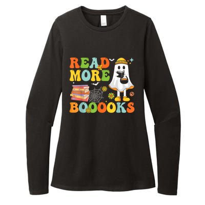 Cute Booooks Ghost Read More Books Funny Teacher Halloween Womens CVC Long Sleeve Shirt