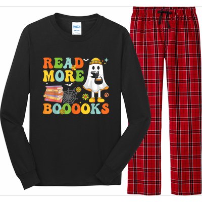 Cute Booooks Ghost Read More Books Funny Teacher Halloween Long Sleeve Pajama Set