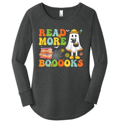 Cute Booooks Ghost Read More Books Funny Teacher Halloween Women's Perfect Tri Tunic Long Sleeve Shirt