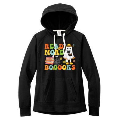 Cute Booooks Ghost Read More Books Funny Teacher Halloween Women's Fleece Hoodie