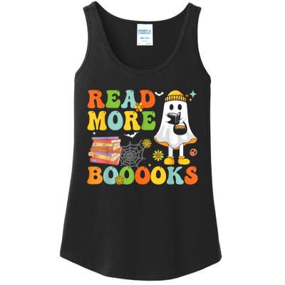 Cute Booooks Ghost Read More Books Funny Teacher Halloween Ladies Essential Tank