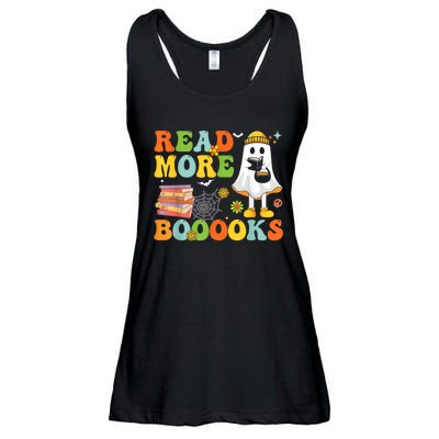 Cute Booooks Ghost Read More Books Funny Teacher Halloween Ladies Essential Flowy Tank