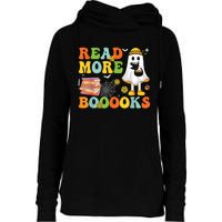 Cute Booooks Ghost Read More Books Funny Teacher Halloween Womens Funnel Neck Pullover Hood