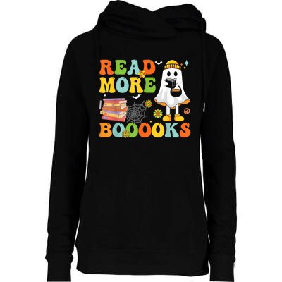 Cute Booooks Ghost Read More Books Funny Teacher Halloween Womens Funnel Neck Pullover Hood