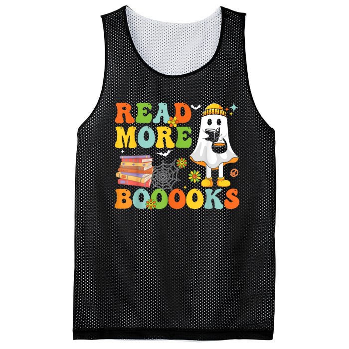 Cute Booooks Ghost Read More Books Funny Teacher Halloween Mesh Reversible Basketball Jersey Tank