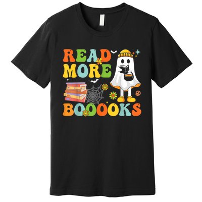 Cute Booooks Ghost Read More Books Funny Teacher Halloween Premium T-Shirt