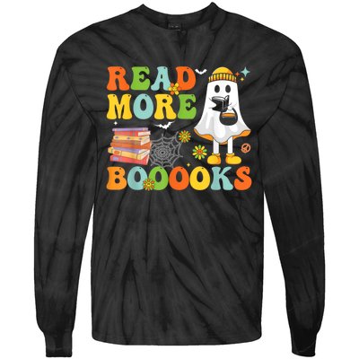 Cute Booooks Ghost Read More Books Funny Teacher Halloween Tie-Dye Long Sleeve Shirt