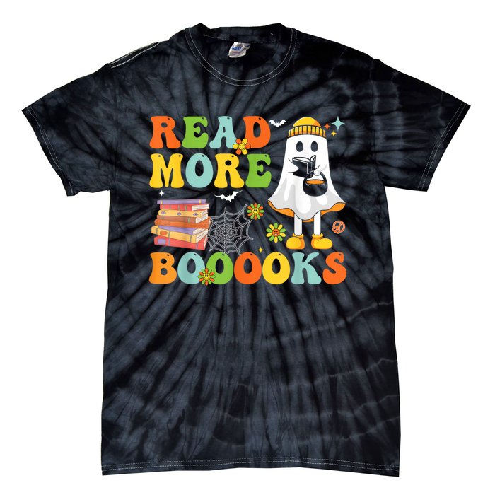 Cute Booooks Ghost Read More Books Funny Teacher Halloween Tie-Dye T-Shirt