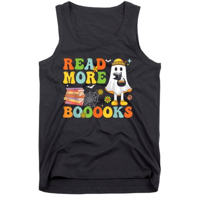 Cute Booooks Ghost Read More Books Funny Teacher Halloween Tank Top