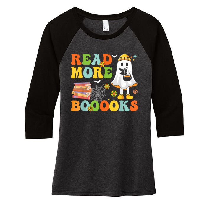 Cute Booooks Ghost Read More Books Funny Teacher Halloween Women's Tri-Blend 3/4-Sleeve Raglan Shirt