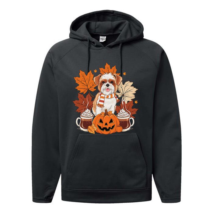 Cute Brussels Griffon Dog Cozy Scarf Autumn Halloween Coffee Performance Fleece Hoodie