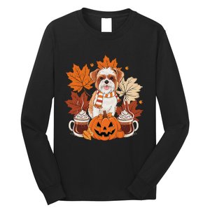 Cute Brussels Griffon Dog Cozy Scarf Autumn Halloween Coffee Long Sleeve Shirt