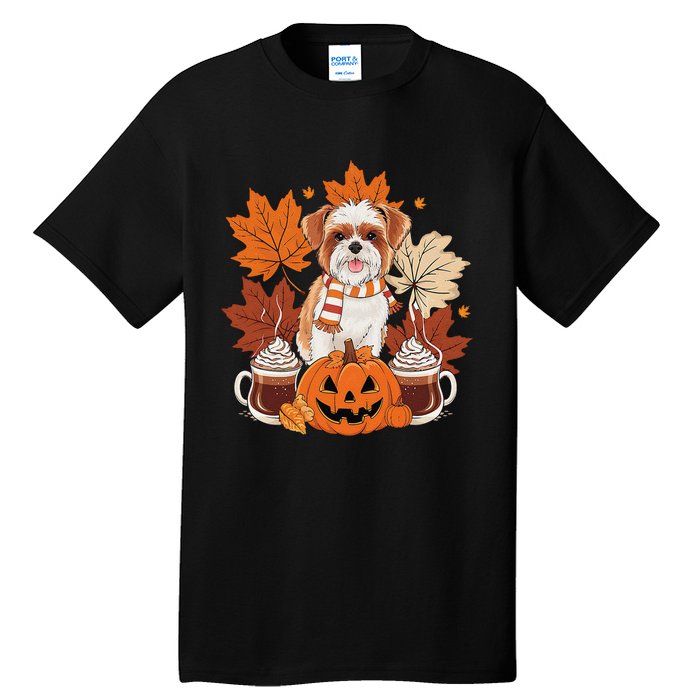 Cute Brussels Griffon Dog Cozy Scarf Autumn Halloween Coffee Tall T-Shirt