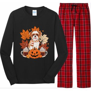 Cute Brussels Griffon Dog Cozy Scarf Autumn Halloween Coffee Long Sleeve Pajama Set