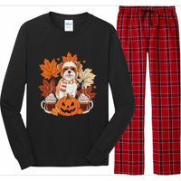 Cute Brussels Griffon Dog Cozy Scarf Autumn Halloween Coffee Long Sleeve Pajama Set